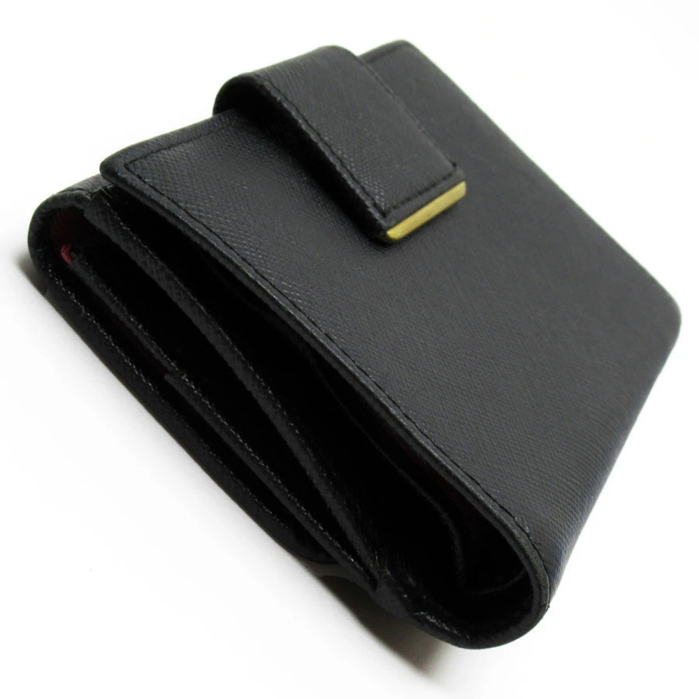 Prada Wallet Gold Navy fold Bi Blue Pink Leather Blue Pink